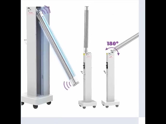 vídeos da empresa sobre 60W Sterilizer Wheel Germicidal Lamp UVC Light Sterilization Hospital UV Disinfection Trolley